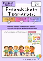 Vorschau - Stundenentwürfe - Freundschaft und Teamarbeit stärken Klasse 3 und 4 | Soziales Lernen, soziales Miteinander, Klassenklima, Kooperationsspiele · Stationenlernen - Deckblatt