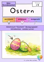 Vorschau - Stundenentwürfe - Ostern Klasse 1-4 | Osterbrauch Oascheim, Bewegungsspiel, soziales Lernen, Schreibanlass · Mini-Stundenpaket - Deckblatt