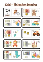 Vorschau - Stationenlernen - Geldbeträge - Einkaufen Domino - Deckblatt