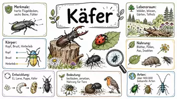 Vorschau - Arbeitsblätter - AB mit Fragen zum Thema "Käfer" + Lösungsblatt + Infografik - Seite 1