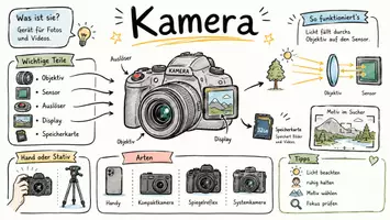 Vorschau - Arbeitsblätter - Arbeitsblatt "Kamera" + Onlineübung & MP3 + Mindmap + Infografik - Seite 1