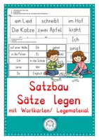 Vorschau - Arbeitsblätter - Satzbaukarten. Sätze legen, lesen und schreiben - Deckblatt