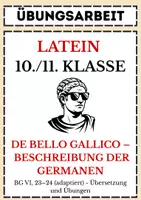 Vorschau - Arbeitsblätter - Klassenarbeit Caesar (BG VI,23-24 vereinfacht - Beschreibung Germanen) - Deckblatt