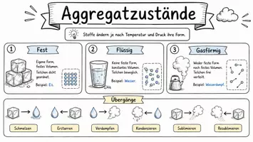 Vorschau - Arbeitsblätter - AB mit Fragen zum Thema "Aggregatzustände" + Lösungsblatt + Mindmap + Infografik - Seite 1