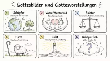 Vorschau - Arbeitsblätter - AB mit Dialog zum Thema "Gottesbilder und Gottesvorstellungen" + Mindmap + Infografik - Seite 1