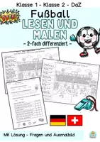 Vorschau - Arbeitsblätter - Lesen und Malen Fußball Klasse 1,Klasse 2, DaZ - Deckblatt