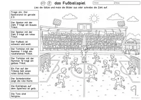 Vorschau - Arbeitsblätter - Lesen und Malen Fußball Klasse 1,Klasse 2, DaZ - Seite 1