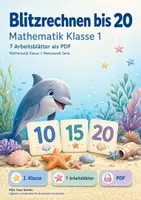 Vorschau - Arbeitsblätter - Blitzrechnen bis 20 | Mathematik Klasse 1 | 7 Arbeitsblätter als PDF - Deckblatt