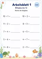 Vorschau - Arbeitsblätter - Blitzrechnen bis 20 | Mathematik Klasse 1 | 7 Arbeitsblätter als PDF - Seite 1