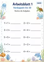 Vorschau - Arbeitsblätter - Verdoppeln bis 20 | Mathematik Klasse 1 | 7 Arbeitsblätter als PDF - Seite 1
