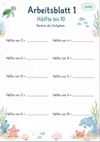 Vorschau - Arbeitsblätter - Halbieren bis 20 | Mathematik Klasse 1 | 7 Arbeitsblätter als PDF - Seite 1