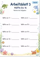 Vorschau - Arbeitsblätter - Halbieren bis 20 | Mathematik Klasse 1 | 7 Arbeitsblätter als PDF - Seite 3