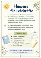 Vorschau - Stundenentwürfe - Notfallmappe für die letzten Schulwochen - sofort einsetzbares Material für die Grundschule - ruhige Arbeitsblätter, Reflexion, Spiele & Checklisten - Seite 1
