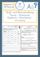 Vorschau - Arbeitsblätter - Groß- und Kleinschreibung - Nomen - Artikelprobe - Klasse 2-3 - Regelkarte + Arbeitsblätter - Deckblatt