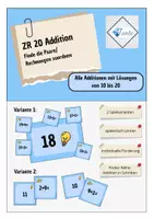 Vorschau - Fördermaterial/Inklusion - ZR20 Addition - Finde Paare- Rechnungen zuordnen - Deckblatt