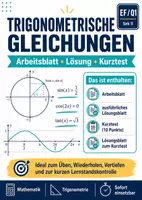 Vorschau - Arbeitsblätter - Trigonometrische Gleichungen - Arbeitsblatt, Lösung und Kurztest - Deckblatt
