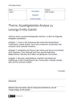 Vorschau - Klassenarbeiten - KA Emilia Galotti Aspektgeleitete Analyse - Emilia und Orsina - Deckblatt