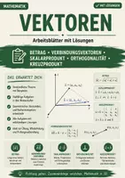 Vorschau - Arbeitsblätter - Vektoren – Arbeitsblätter mit Lösungen - Betrag, Verbindungsvektoren, Skalarprodukt, Orthogonalität und Kreuzprodukt - Deckblatt