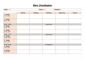 Vorschau - Arbeitsblätter - Vorlage: Stundenplan zum Ausfüllen - Seite 3