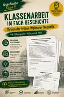 Vorschau - Klassenarbeiten - Klassenarbeit Geschichte Hitlerputsch Quellenanalyse Klasse 9 - Deckblatt