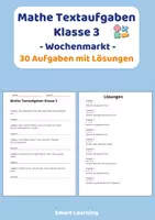Vorschau - Stundenentwürfe - Mathe Textaufgaben Klasse 3 Einkaufen Materialpaket | 5 Materialien mit Lösungen (Set 2) - Seite 1