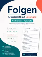 Vorschau - Arbeitsblätter - Folgen – Arbeitsblatt mit Lösungen - Zahlenfolgen erkennen, fortsetzen und Bildungsvorschriften bestimmen - Deckblatt