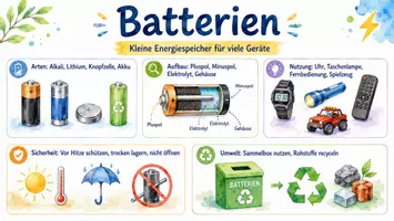 Vorschau - Arbeitsblätter - Arbeitsblatt zum Thema "Batterie" + Onlineübung & MP3 + Mindmap + Infografik - Seite 1