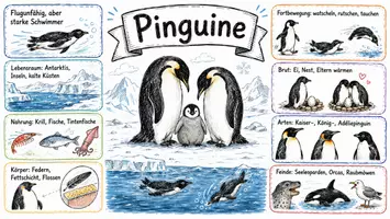 Vorschau - Arbeitsblätter - Arbeitsblätter zum Thema "Pinguine" + Lösung & MP3 + Mindmap + Infografik - Seite 1