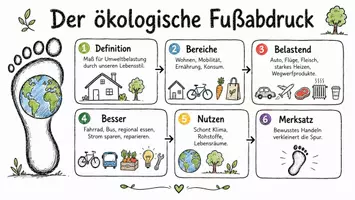 Vorschau - Arbeitsblätter - Arbeitsblatt "Der ökologische Fußabdruck" + interaktive Lösung & MP3 + Mindmap + Infografik - Seite 1