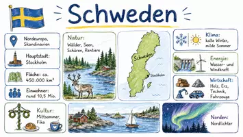 Vorschau - Arbeitsblätter - Arbeitsblatt "Schweden" + Onlineübung & MP3 + Mindmap + Infografik - Seite 1