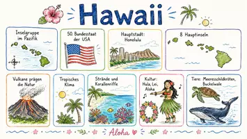 Vorschau - Arbeitsblätter - Arbeitsblätter zum Thema "Hawaii" + Lösung & MP3 + Mindmap + Infografik - Seite 1
