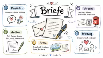 Vorschau - Arbeitsblätter - AB mit Fragen zum Thema "Briefe" + Lösungsblatt + Infografik - Seite 1