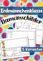 Vorschau - Mal- und Bastelvorlagen - Erdmännchenklasse - Namensschilder (Klassentier) - Deckblatt