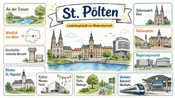 Vorschau - Arbeitsblätter - AB mit Fragen zum Thema "St. Pölten" + Lösungsblatt + Infografik - Seite 1