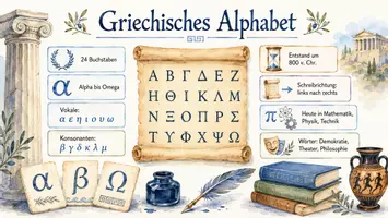 Vorschau - Arbeitsblätter - Arbeitsblätter zum Thema "Griechisches Alphabet" + Lösung & MP3 + Mindmap + Infografik - Seite 1