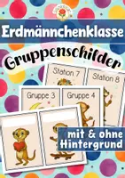 Vorschau - Stationenlernen - Erdmännchenklasse - Gruppenschilder (Klassentier) - Deckblatt