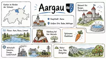 Vorschau - Arbeitsblätter - Lernposter + Arbeitsblätter zum Thema "Aargau" + Lösung & MP3 + Mindmap + Infografik - Seite 2