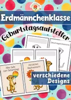 Vorschau - Poster - Erdmännchenklasse - Geburtstagsaufsteller (Klassentier) - Deckblatt