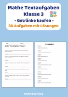 Vorschau - Stundenentwürfe - Mathe Textaufgaben Klasse 3 – Getränke kaufen (30 Aufgaben mit Lösungen) - Deckblatt