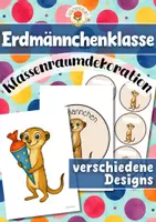 Vorschau - Poster - Erdmännchenklasse - Wand- und Türdeko | Klassenraumdekoration (Klassentier) - Deckblatt