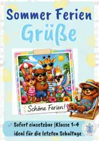 Vorschau - Mal- und Bastelvorlagen - Sommer Ferien Grüße | Polaroidkarten zum Ausmalen & Verschenken | Klasse 1–4 - Deckblatt
