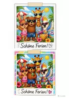 Vorschau - Mal- und Bastelvorlagen - Sommer Ferien Grüße | Polaroidkarten zum Ausmalen & Verschenken | Klasse 1–4 - Seite 2