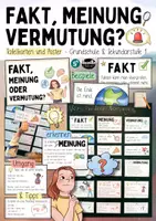 Vorschau - Poster - Fakt, Meinung oder Vermutung erkennen | 13 Tafelkarten & Poster | Fake News & Medienkompetenz Klasse 2–6 - Deckblatt