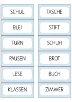 Vorschau - Arbeitsblätter - Wörter zusammensetzen – Karten für zusammengesetzte Nomen - Seite 1