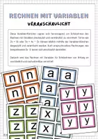 Vorschau - Stationenlernen - Rechnen mit Variablen (Variablen-Kärtchen) - Deckblatt