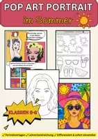 Vorschau - Unterrichtsreihen - Pop Art Portrait im Sommer – Kunst Unterricht Klassen 6-8 | Arbeitsblätter & Vorlagen - Deckblatt