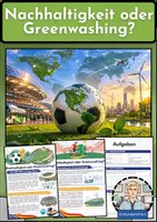 Vorschau - Arbeitsblätter - Fußball WM 2026 - Nachhaltigkeit und Greenwashing - Arbeitsblätter mit Lösungen - Erdkunde Klasse 9/10 - Deckblatt