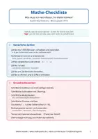 Vorschau - Anderer Materialtyp - Mathe-Checkliste Klasse 5 --> Übergang in Klasse 6 - Deckblatt