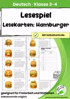 Vorschau - Stationenlernen - Lesespiel „Hamburger“ | Leseverständnis mit Selbstkontrolle | Klasse 3–4 - Deckblatt