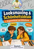 Vorschau - Arbeitsblätter - Argumentieren Klasse 5-6: Looksmaxing & Social Media - Deckblatt